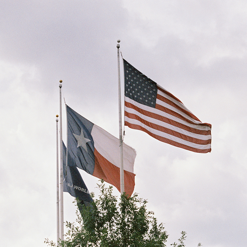 American Flag and Texas flag on a flag pole